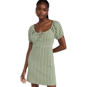 Madewell Green Gingham Mini Dress